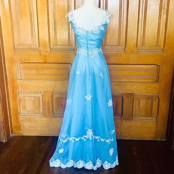 Crystal Blue Handmade Vintage Dress - Picture 4 of 7